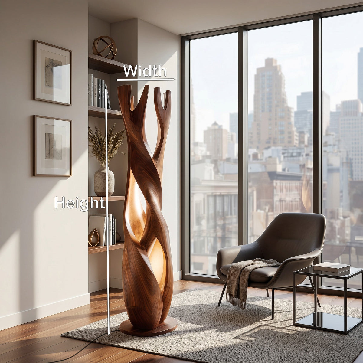 Statement Wooden Sculpture Lamp For Luxury Home