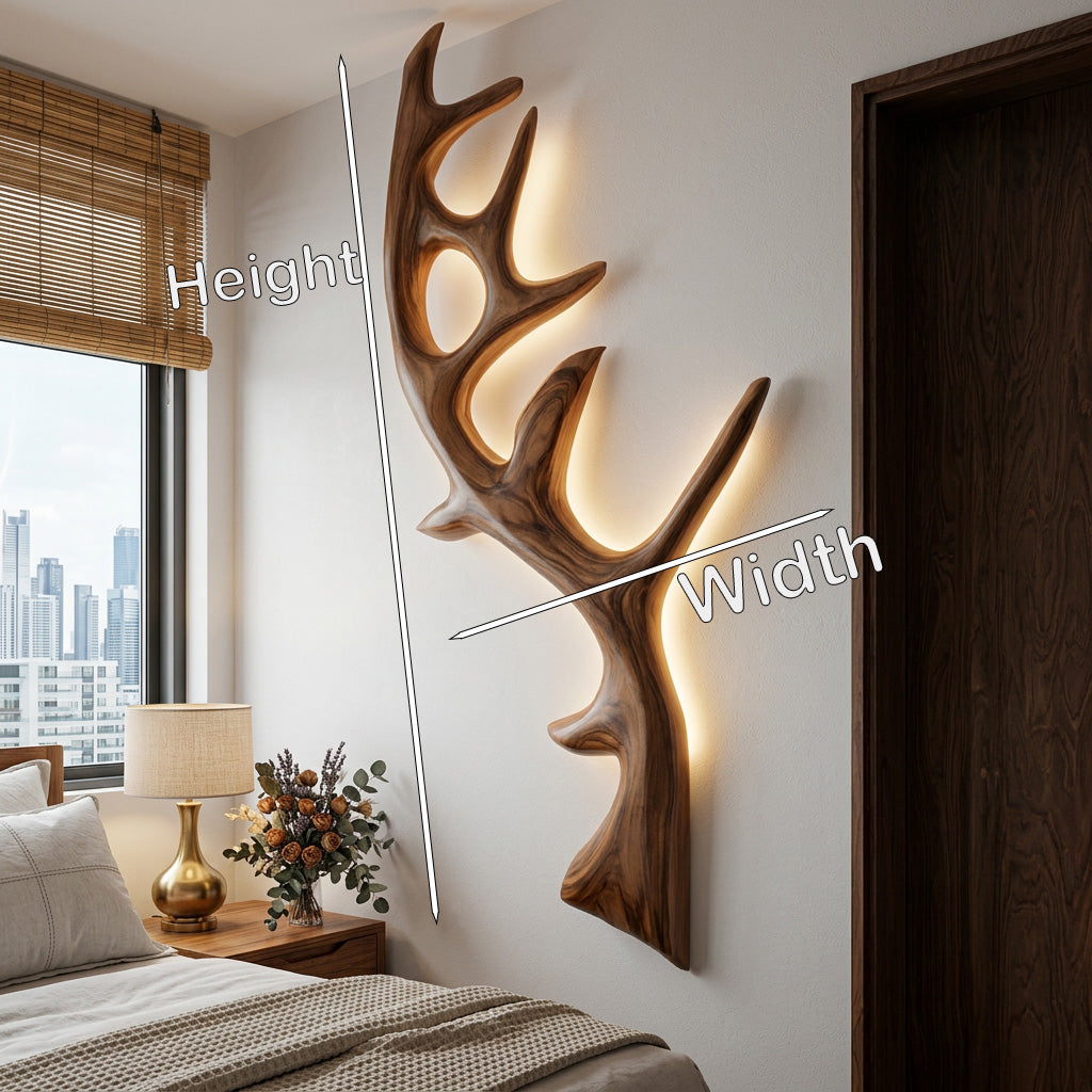 Minimalist Natural Wood Tree Wall Lamp For Bedroom Decor