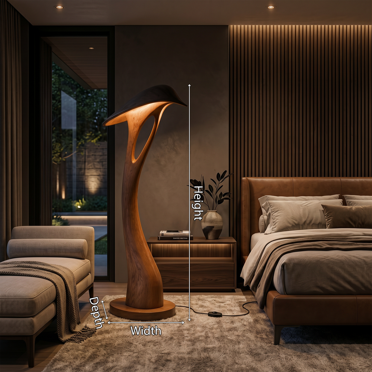 Organic Leaf Curve Floor Lamp For Reading Nook