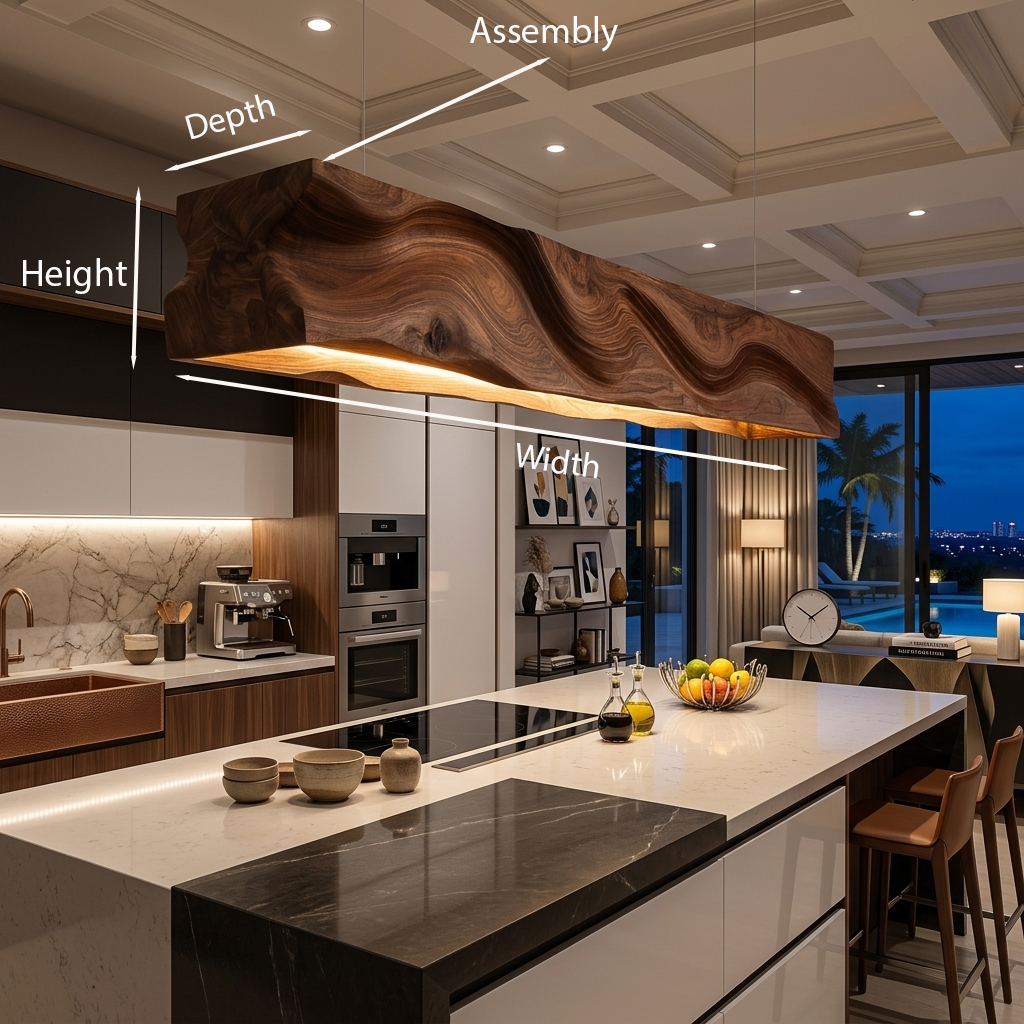 Handcrafted Pendant Light With Wave Carved Surface For Kitchen