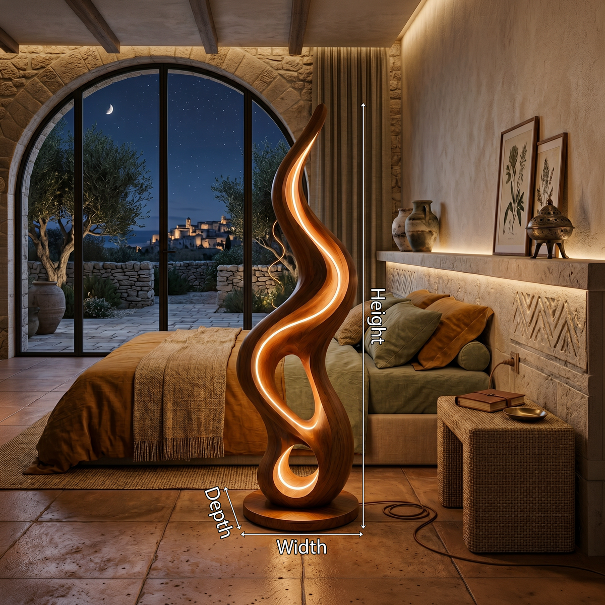 Organic Liquid Lamp With Shelf For Bedroom