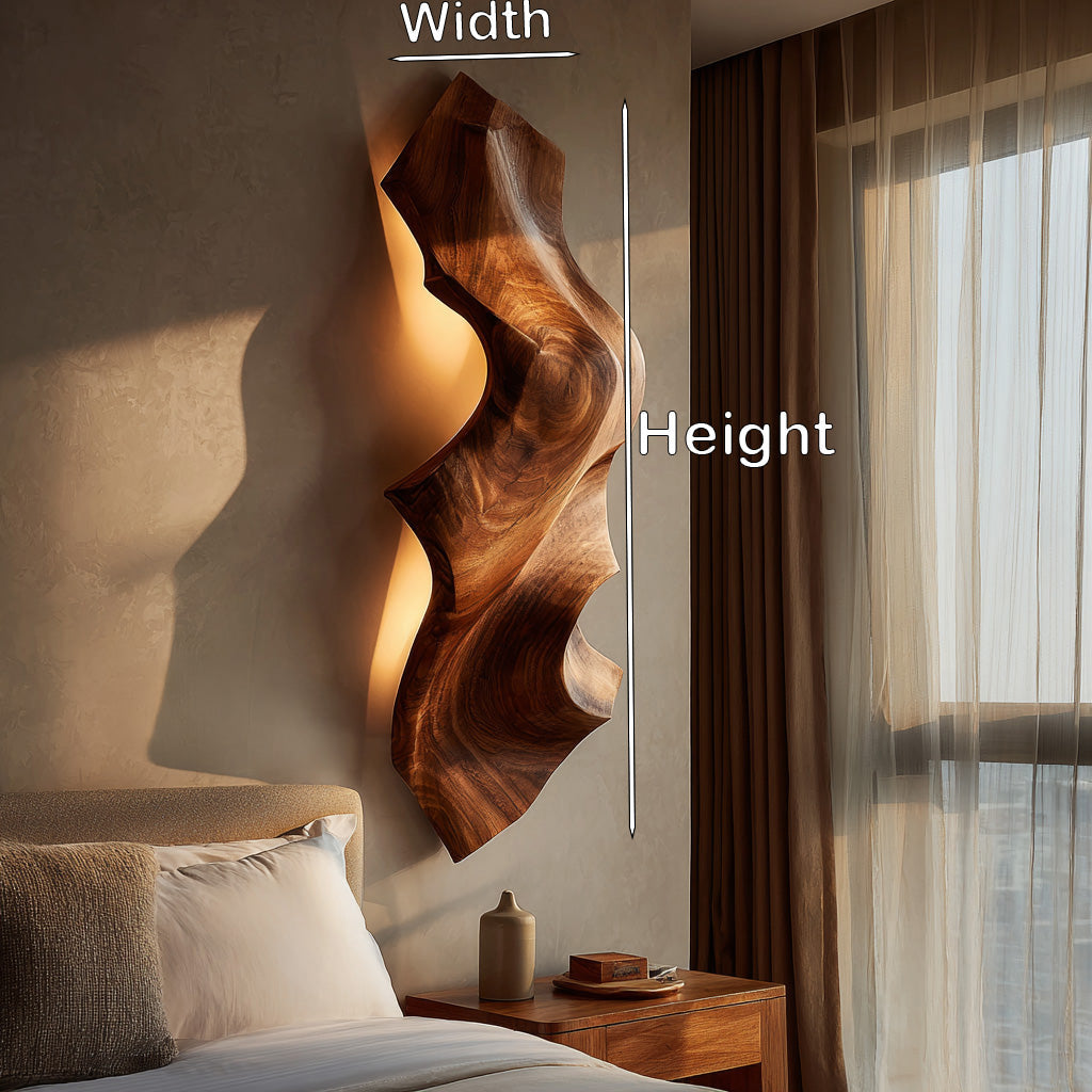 Contemporary Sculptural Wood Wall Light For Bedroom Decor