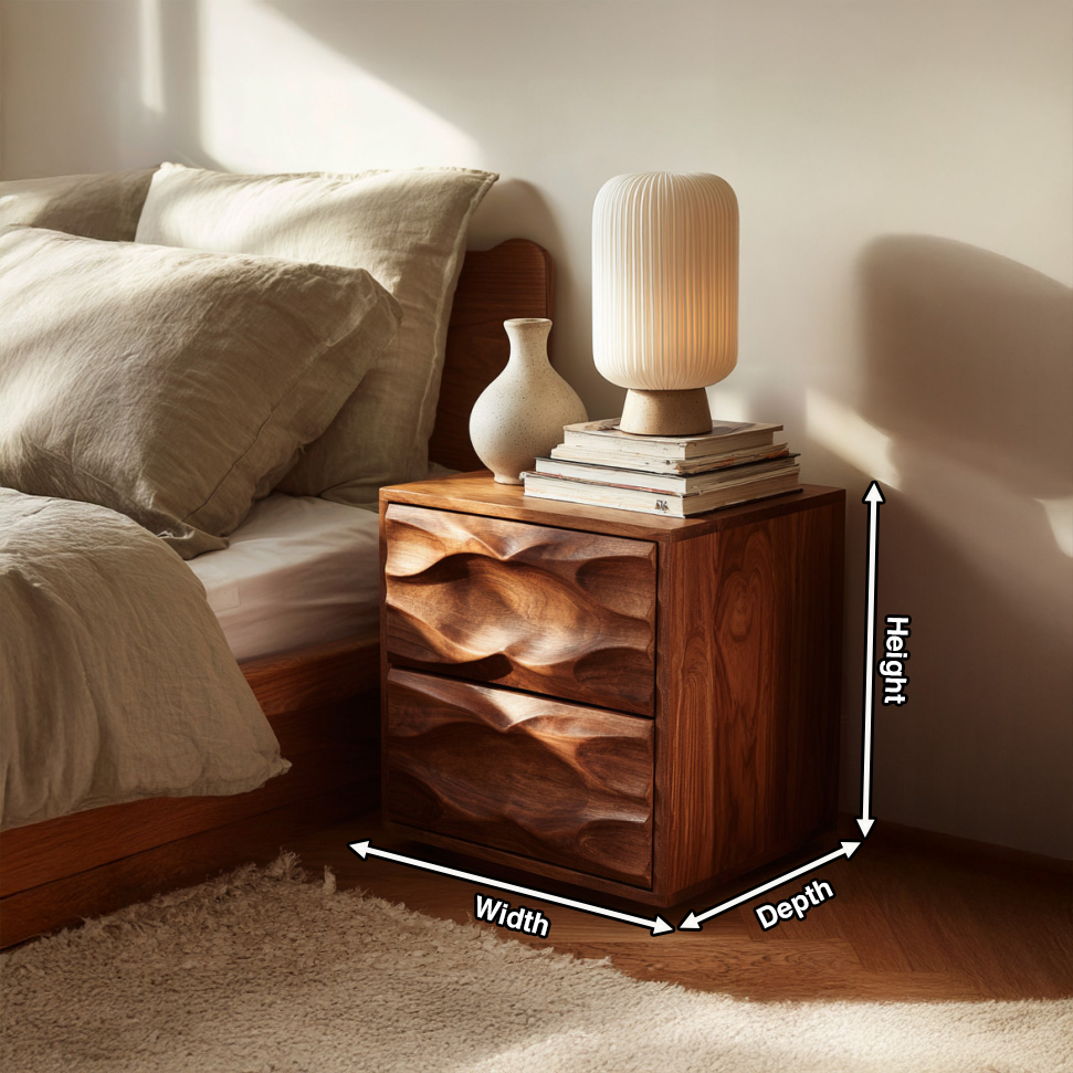 Modern Nightstand With Sculpted Drawer Fronts For Bedroom