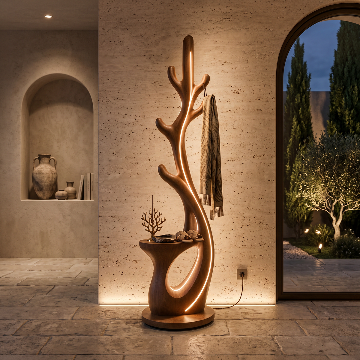 Modern Branch Lamp With Rack For Corner