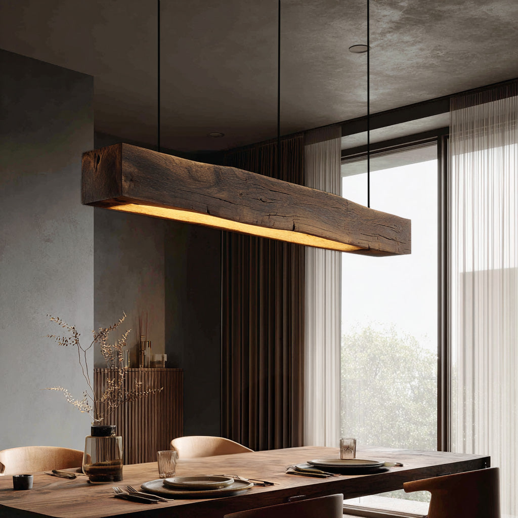 Modern Wooden Beam Pendant Light For Modern Dining Room