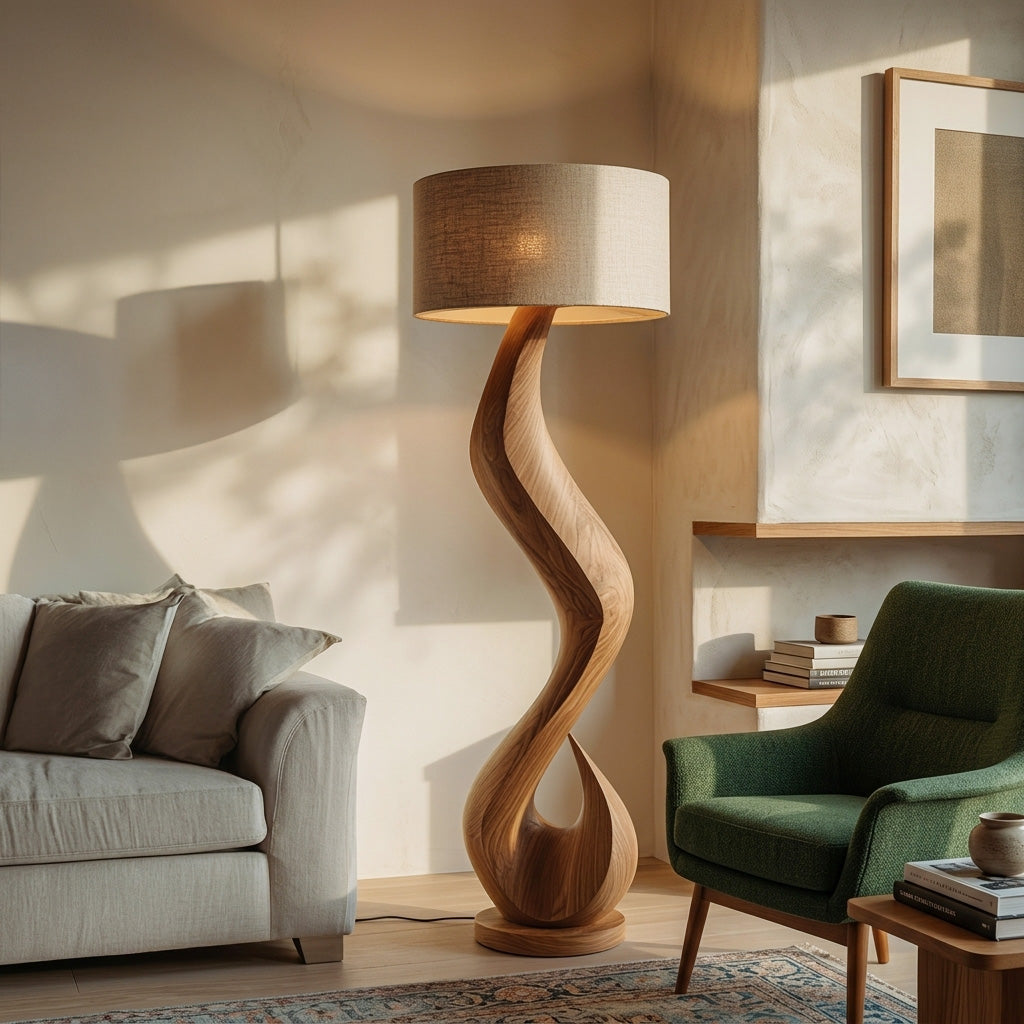 Modern Floor Lamp With Flowing Form For Living Room Corner