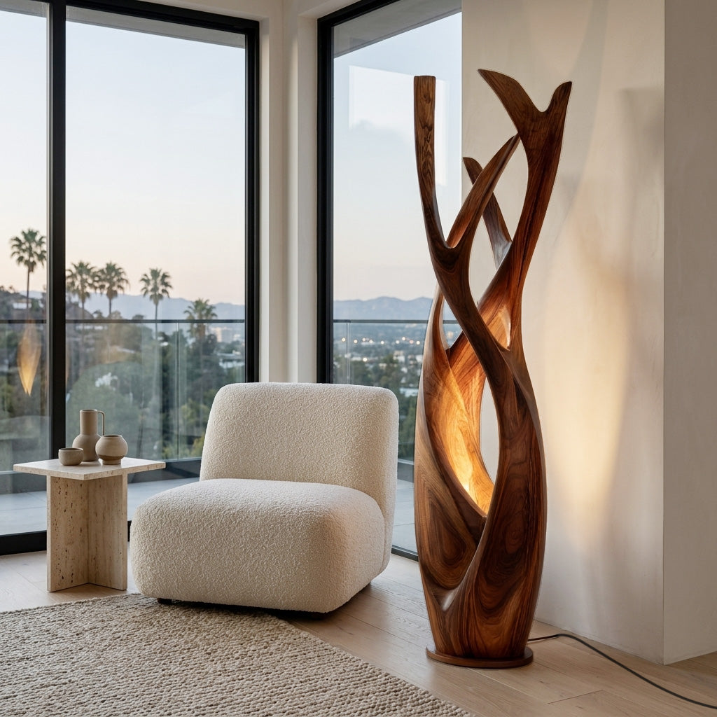 Wooden Floor Lamp For Contemporary Apartment