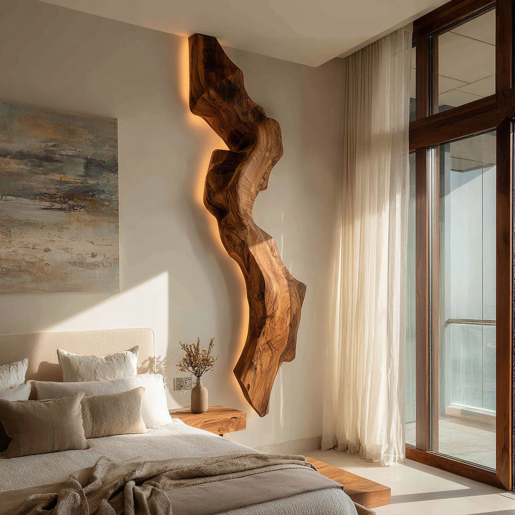 Abstract Live Edge Wall Lamp For Bedroom
