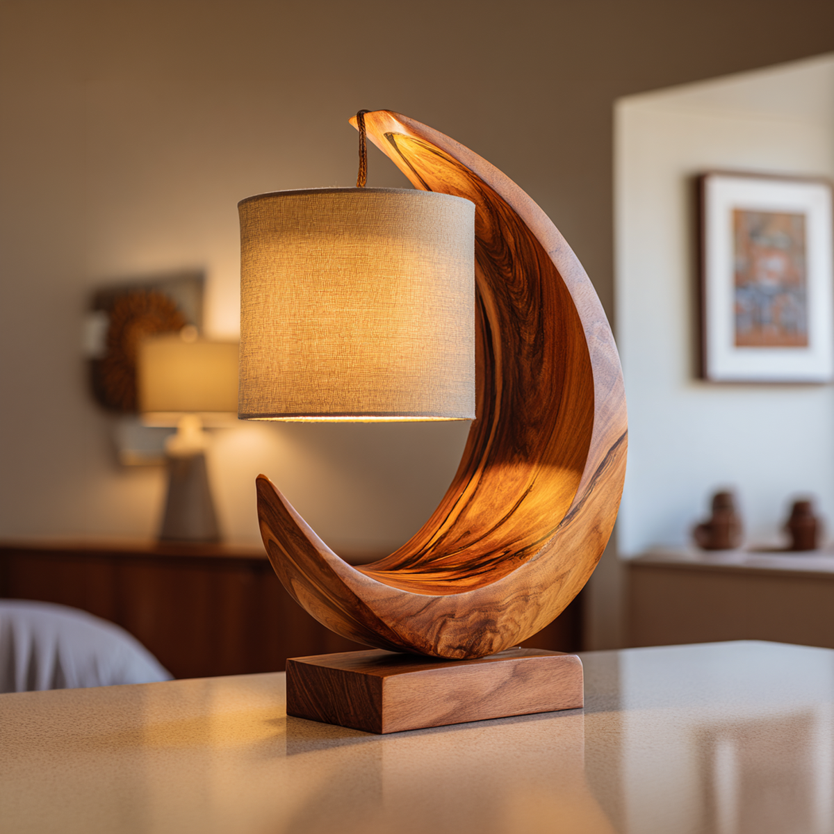 Minimalist Sculptural Table Lamp Bedroom Apartment Reading Nook Corner