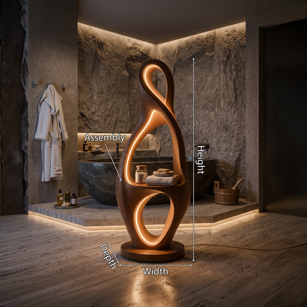 Organic Loop Lamp With Shelf For Living Room