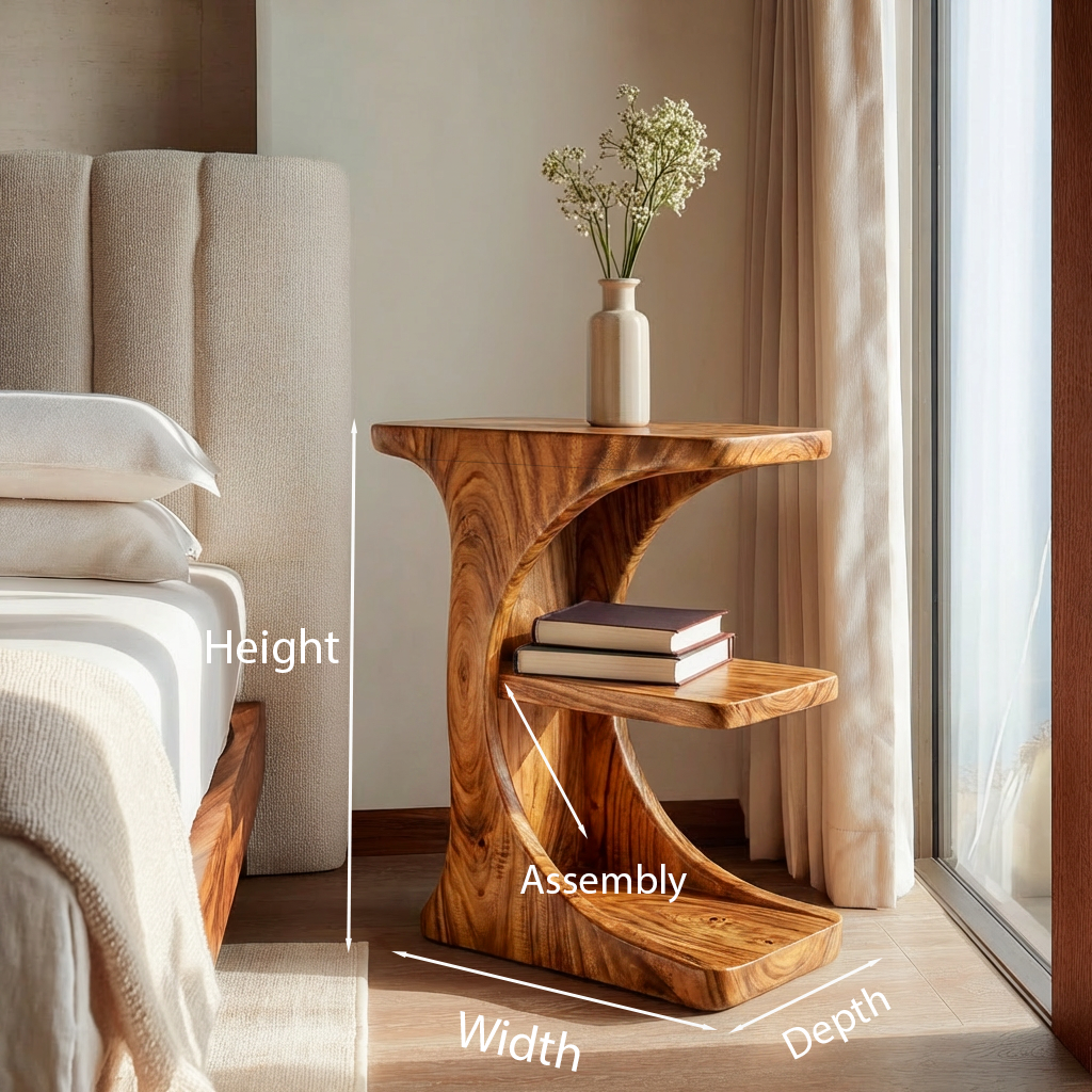 Contemporary Wooden Nightstand With Storage Levels For Bedroom