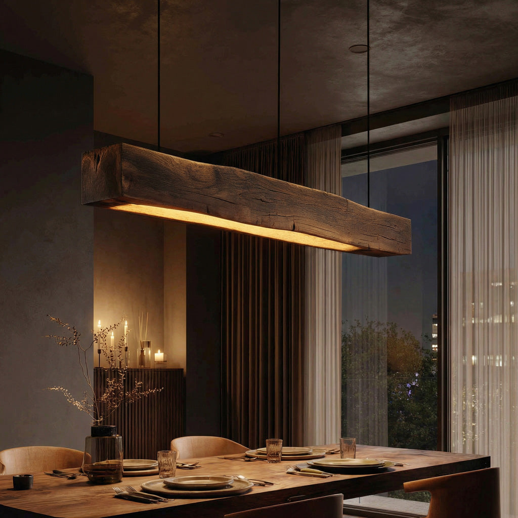 Modern Wooden Beam Pendant Light For Modern Dining Room