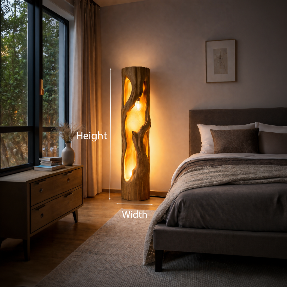 Rustic Natural Wood Floor Lamp For Statement Living Room