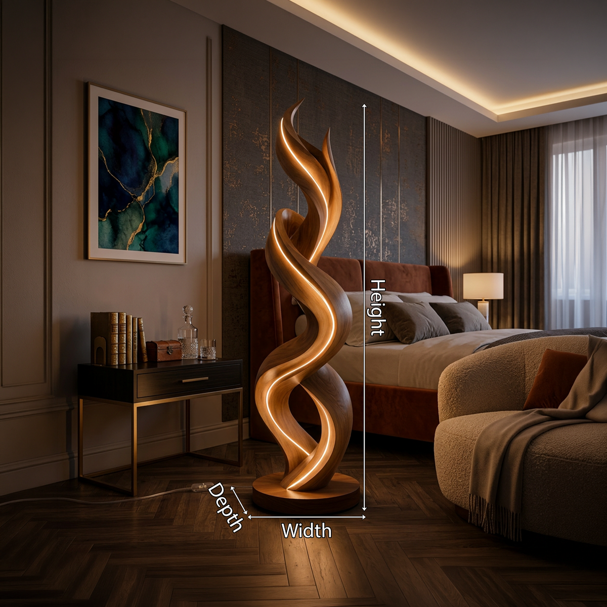 Organic Tree Lamp With Hooks For Hallway