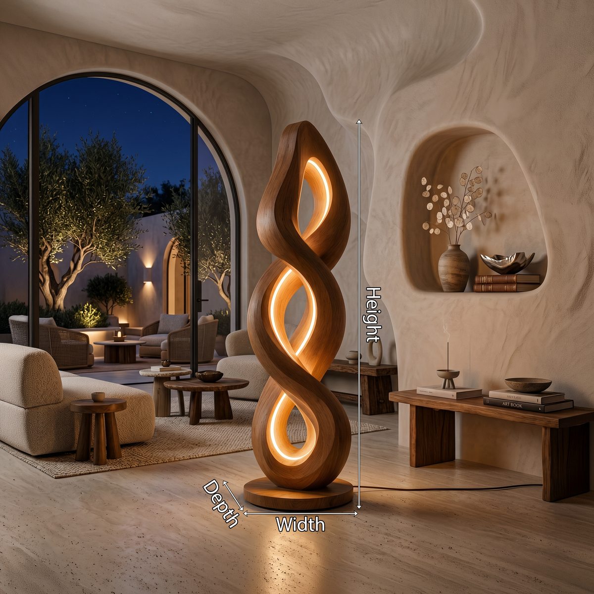 Organic Helix Lamp With Shelf For Interior