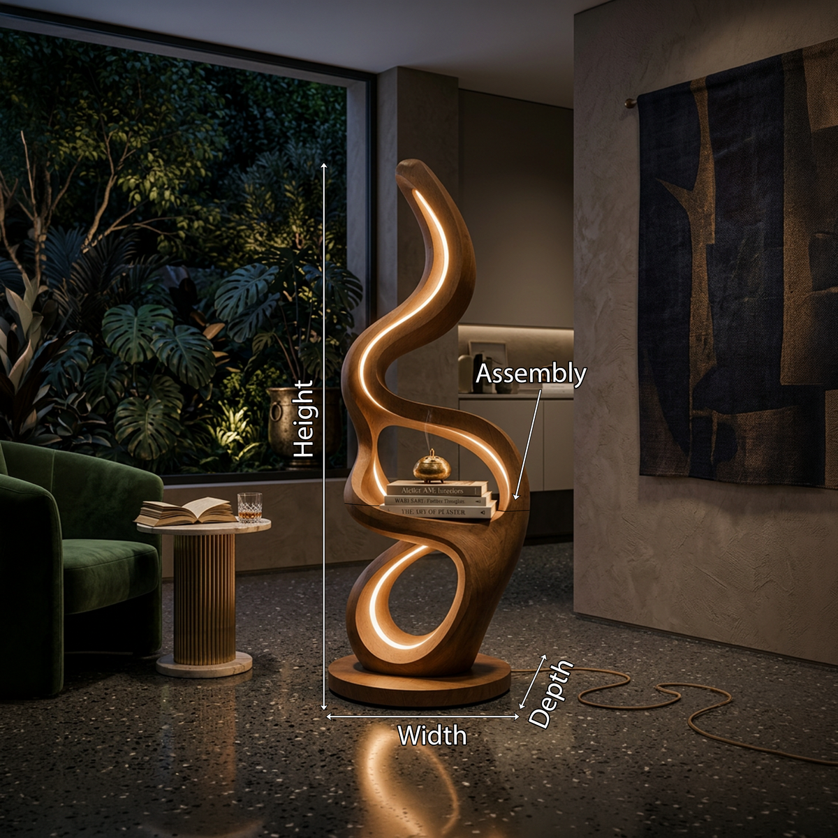 Modern Teardrop Lamp With Shelf For Reading