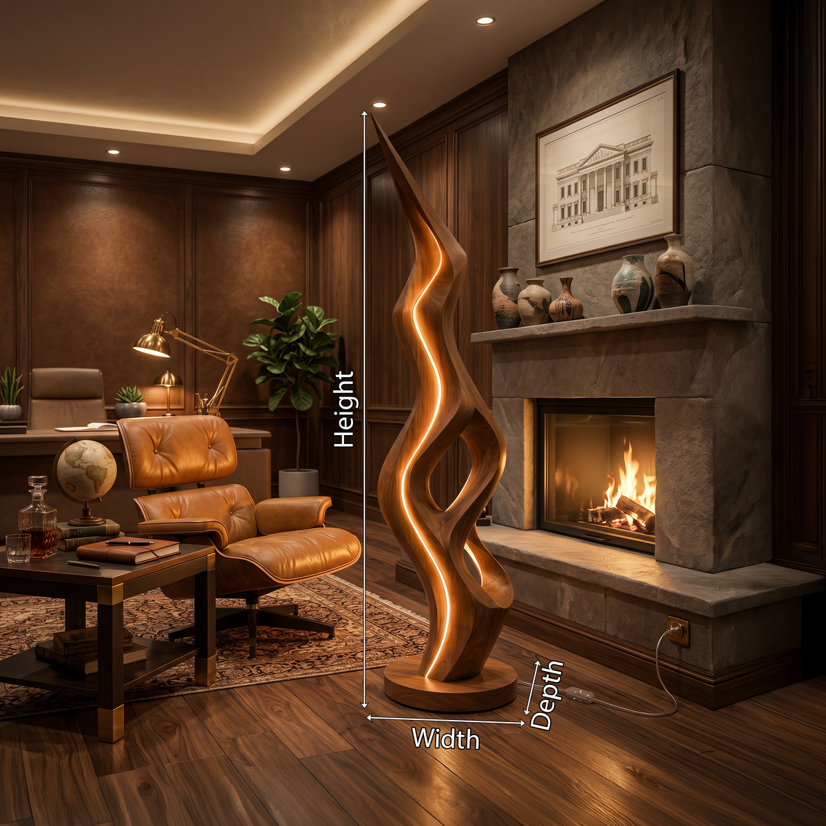 Organic Twin Ribbon Lamp For Living Room