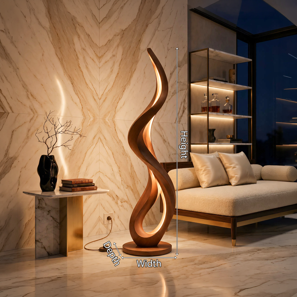 Modern Flowing Flame Floor Lamp For Lounge Area