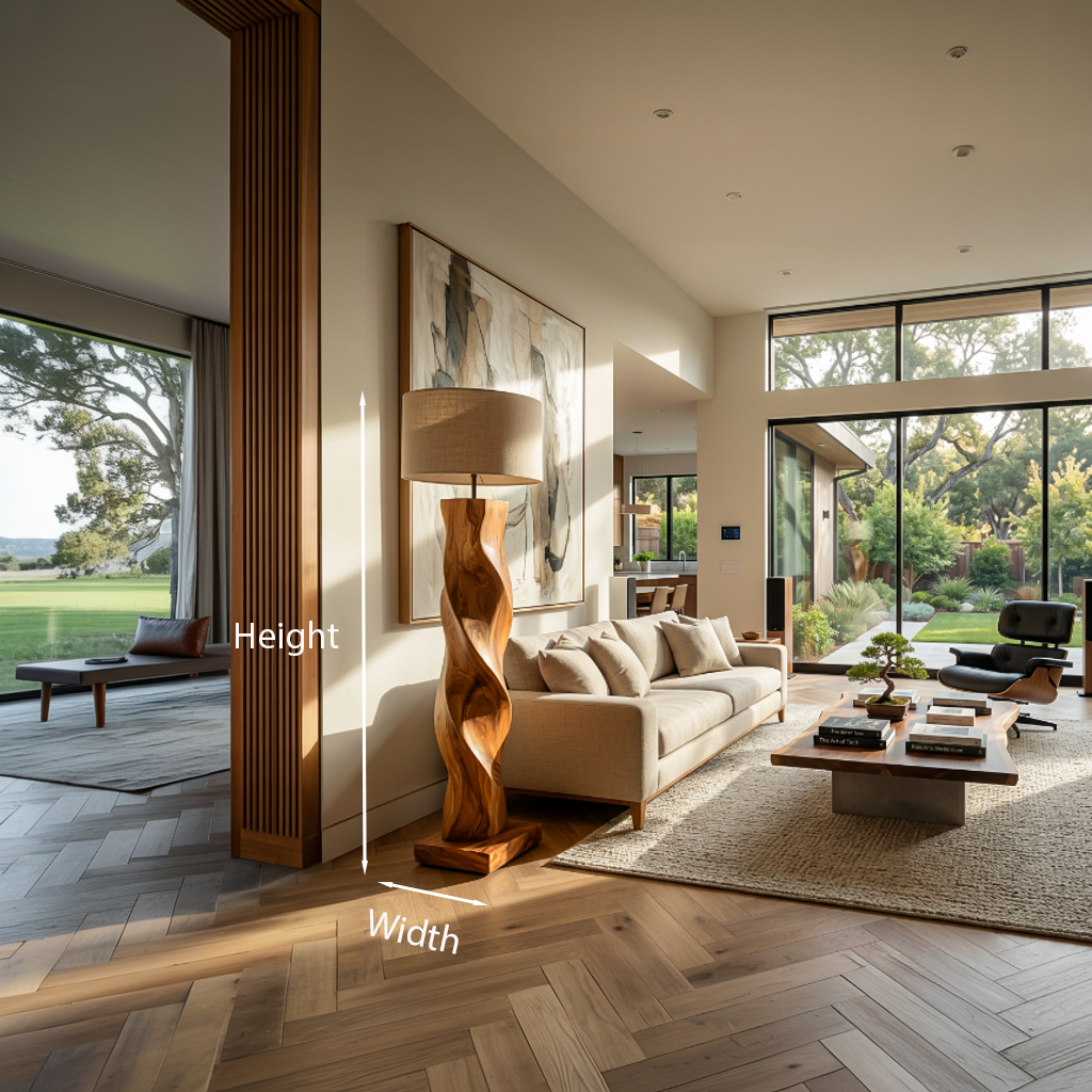 Minimalist Wood Floor Lamp Sculptural Form For Reading Nook