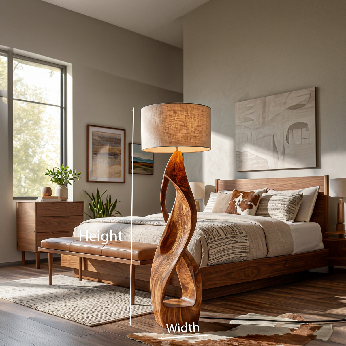 Modern Wooden Floor Lamp Twisted Body For Guest Room
