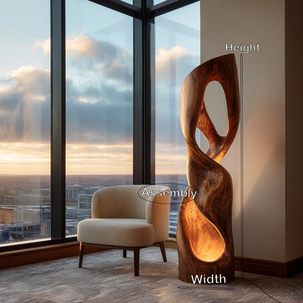 Modern Carved Wooden Floor Lamp For Living Room