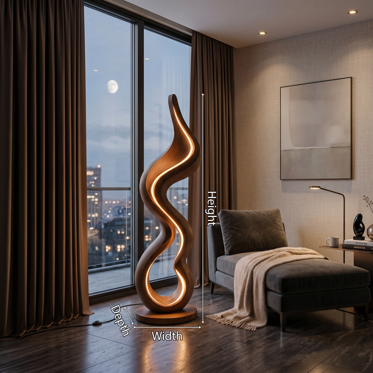 Modern Ribbon Lamp With Shelf For Living Room