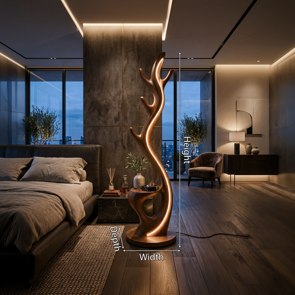 Minimalist Twig Lamp With Rack For Entryway