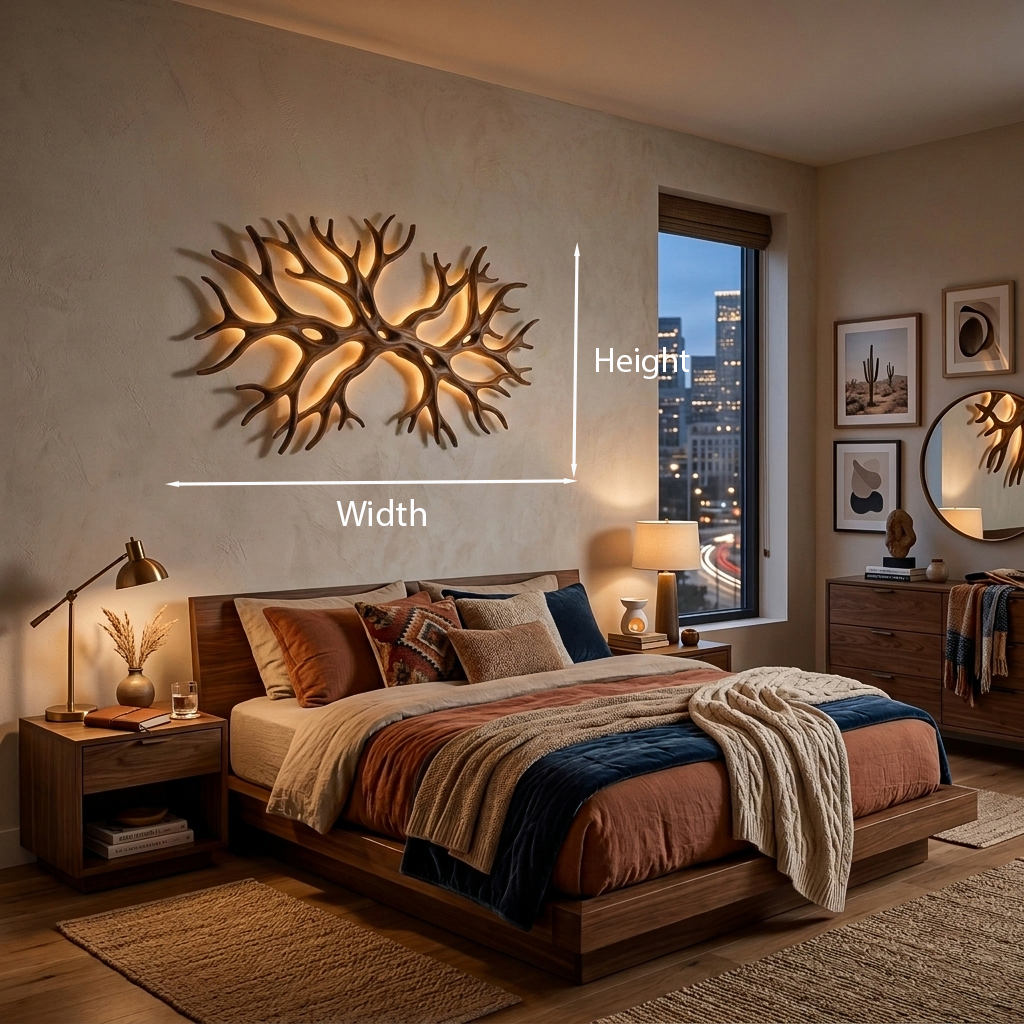 Organic Wooden LED Wall Sculpture With Branch Shape For Rustic Bedroom