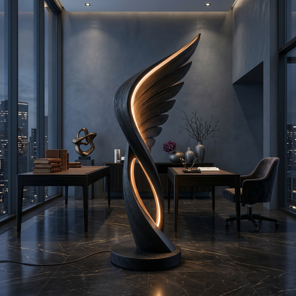 Organic Folding Wing Floor Lamp For Bedroom