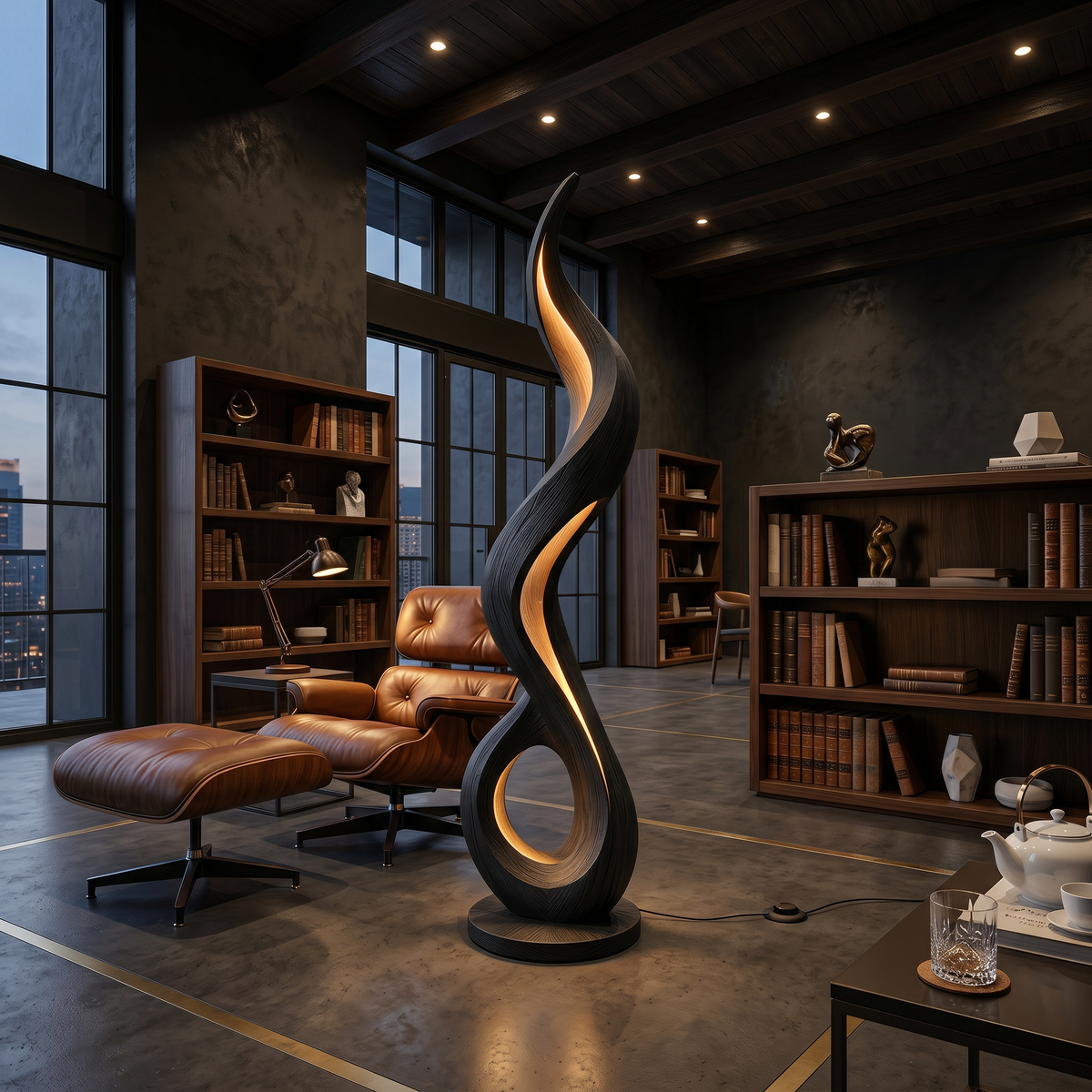 Minimalist Liquid Flow Floor Lamp For Reading Corner