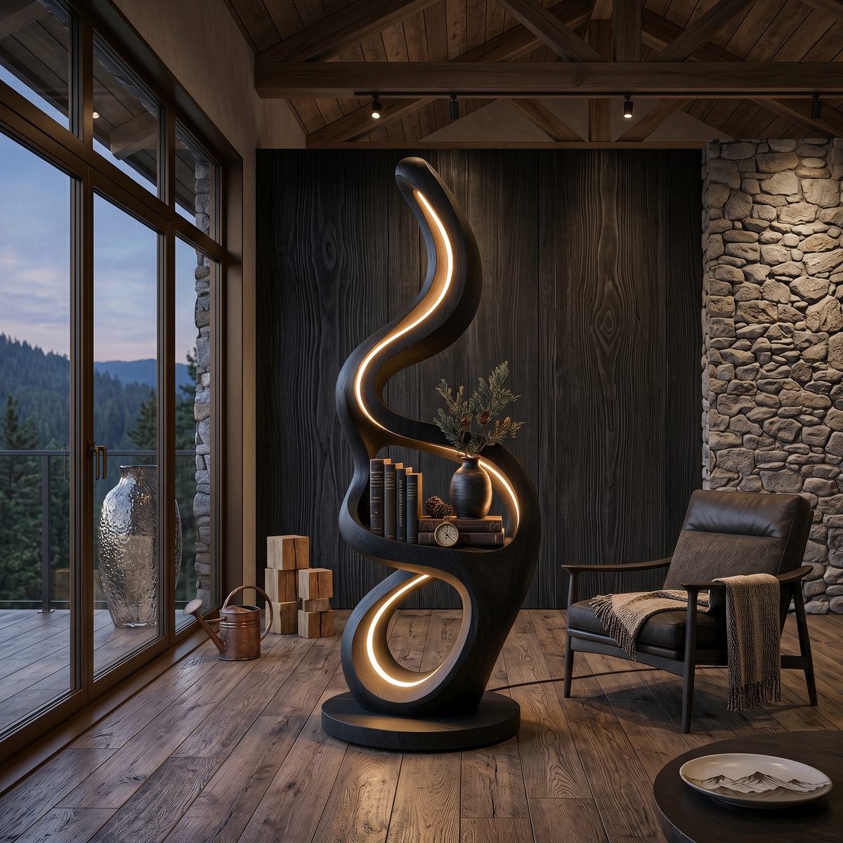 Modern Teardrop Lamp With Shelf For Reading