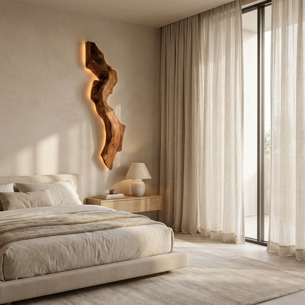 Abstract Live Edge Wall Lamp For Bedroom