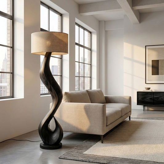Modern Floor Lamp With Flowing Form For Living Room Corner
