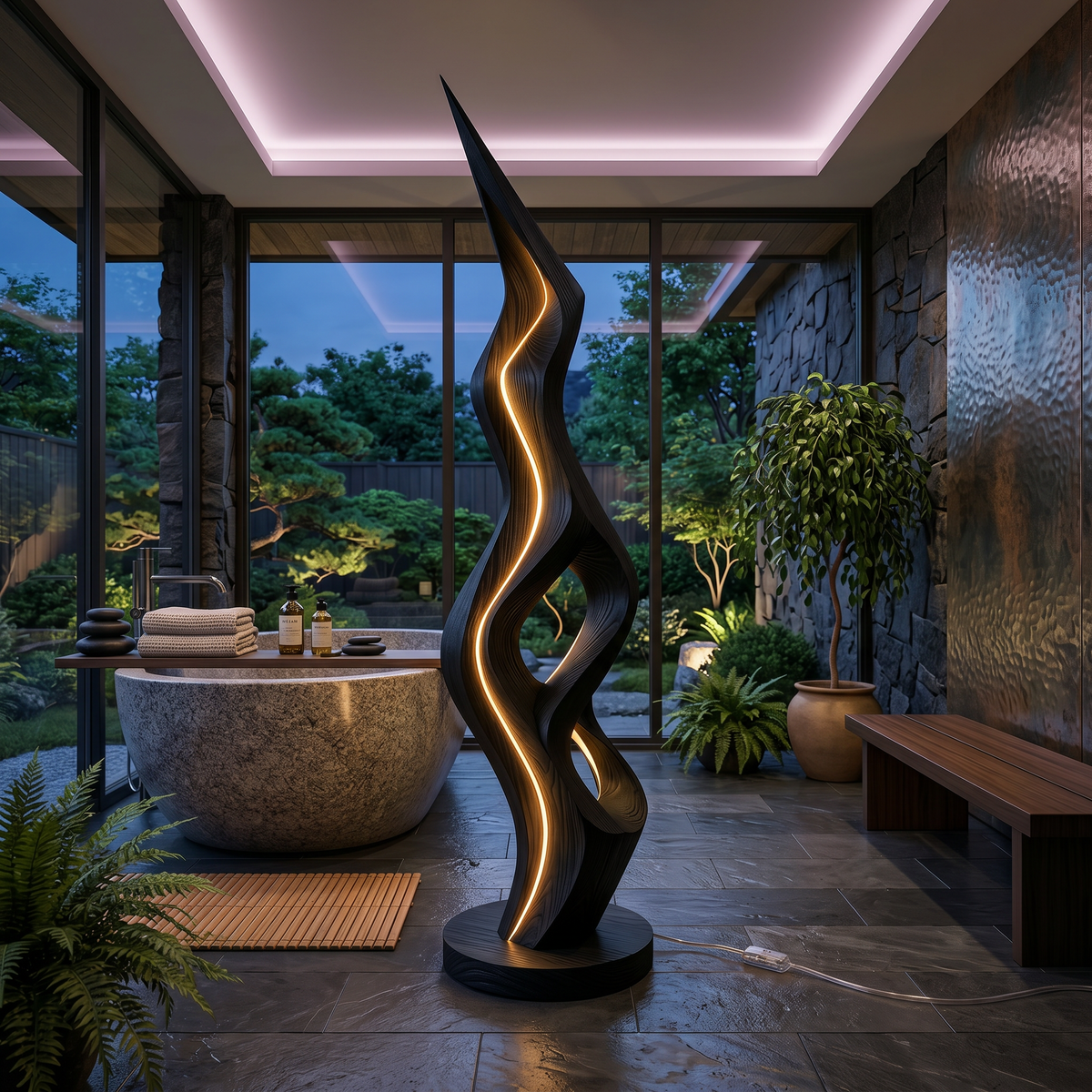 Organic Twin Ribbon Lamp For Living Room