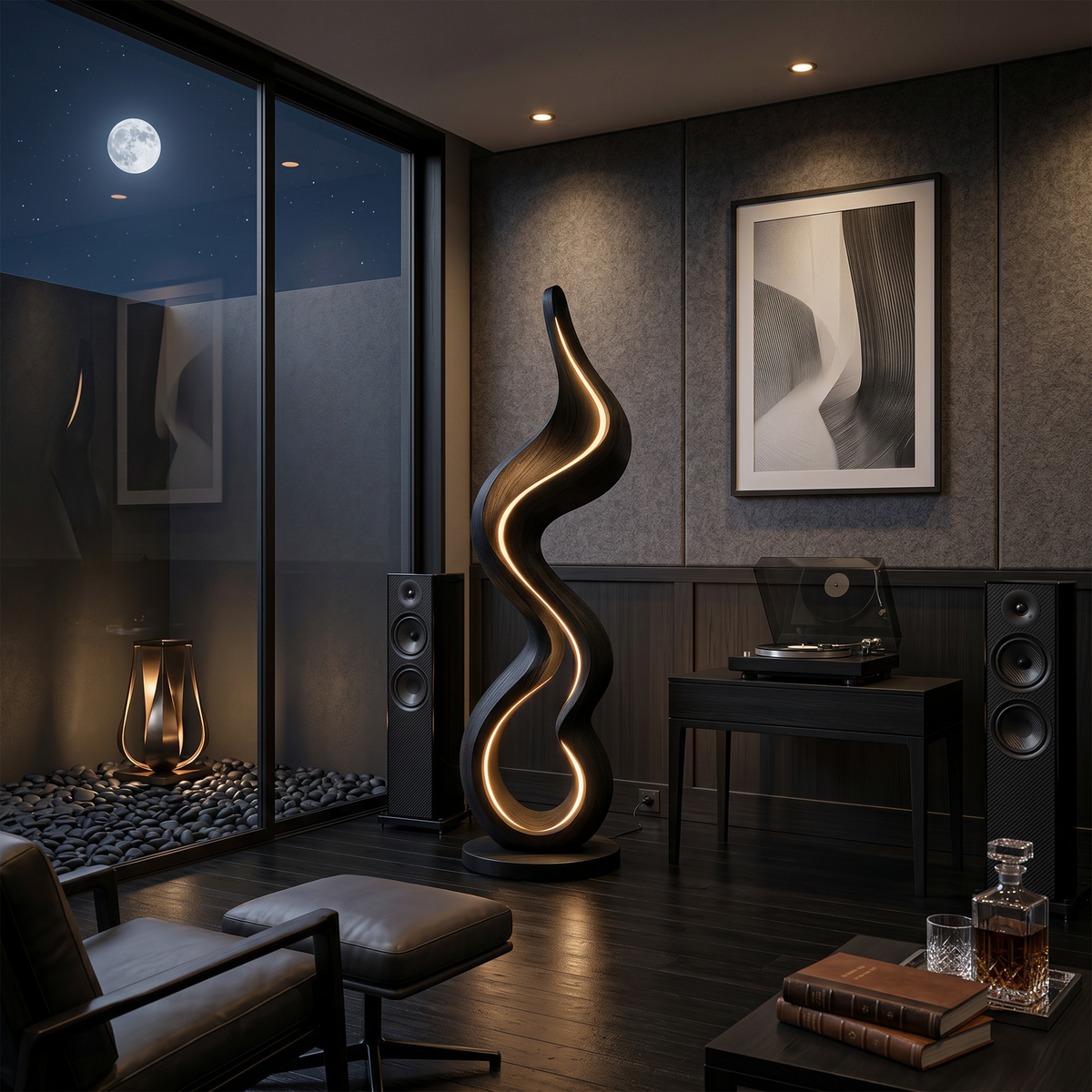 Modern Ribbon Lamp With Shelf For Living Room
