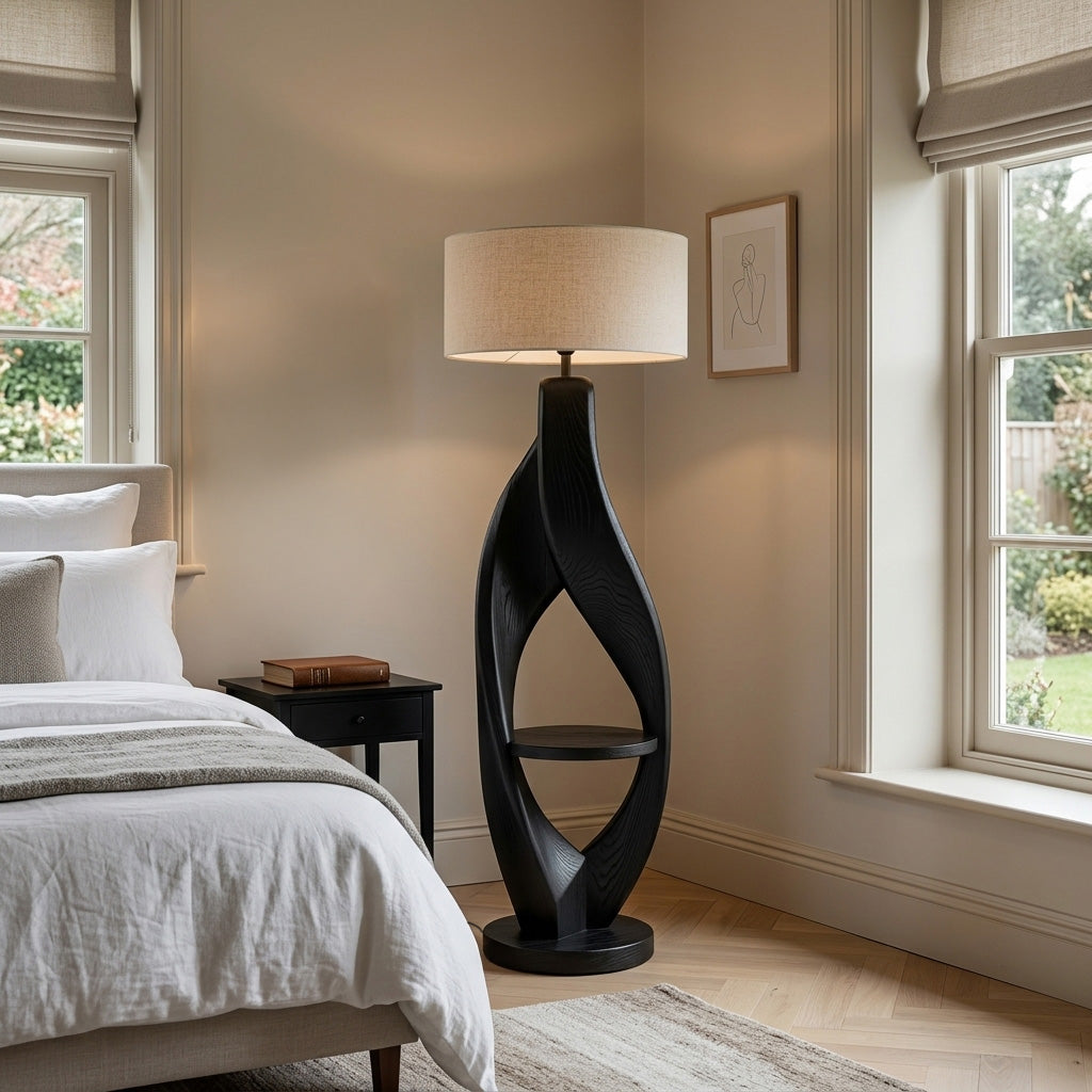 Organic Style Floor Lamp Natural Wood For Living Decor