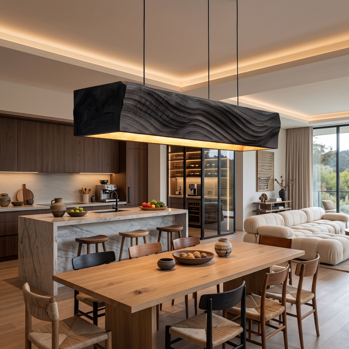Artistic Wooden Pendant Light For Dining Room