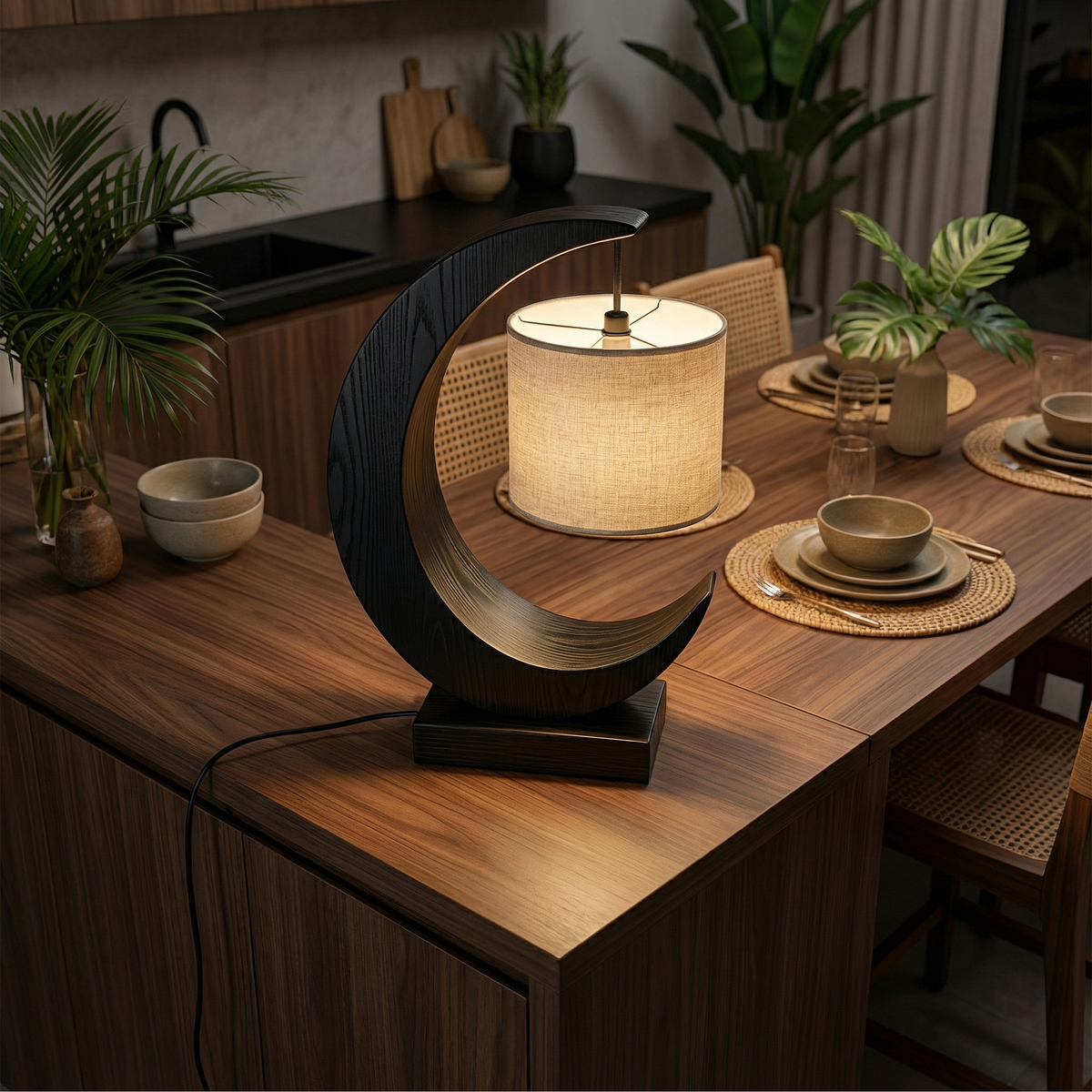 Minimalist Sculptural Table Lamp Bedroom Apartment Reading Nook Corner