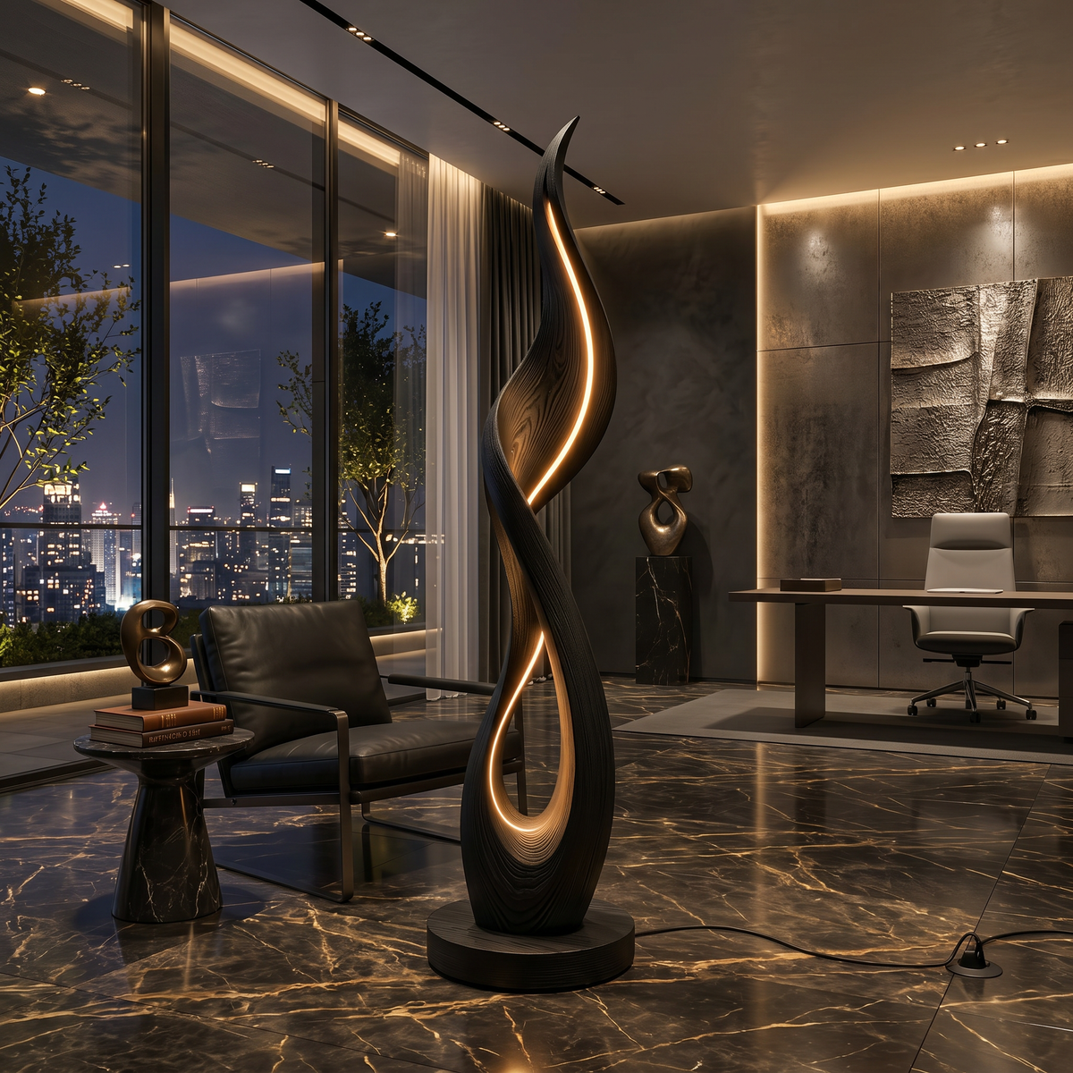 Modern Ribbon Flow Floor Lamp For Bedroom Corner
