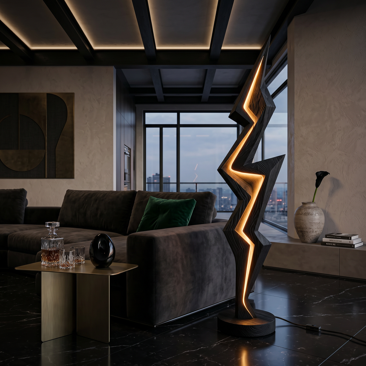 Minimalist Lightning Bolt Lamp For Modern Interior