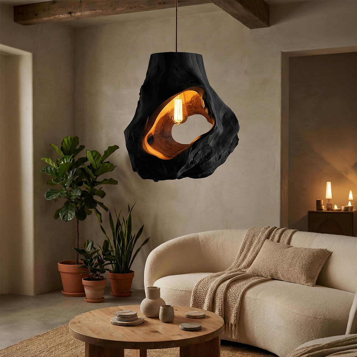 Organic Sculptural Table Lamp Bedroom Reading Nook Loft Corner