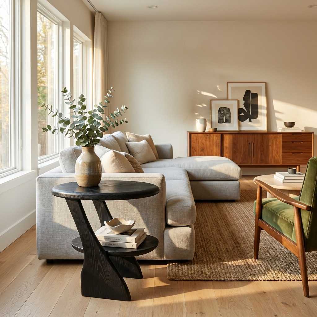 Modern Wood Nightstand With 2 Tiers For Bedroom