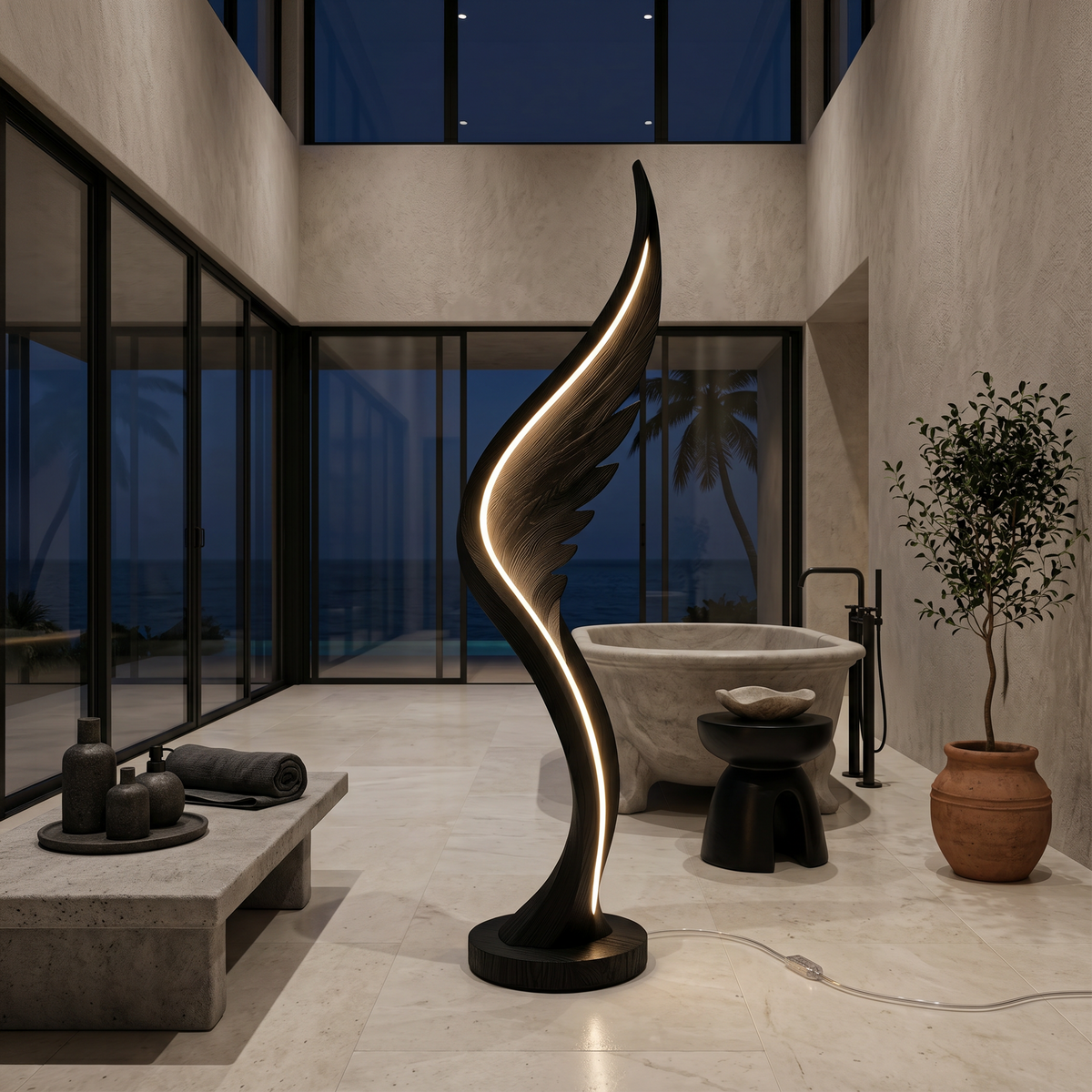 Contemporary Soaring Wing Floor Lamp For Modern Lounge