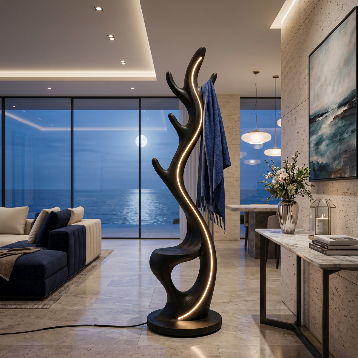 Minimalist Twig Lamp With Rack For Entryway