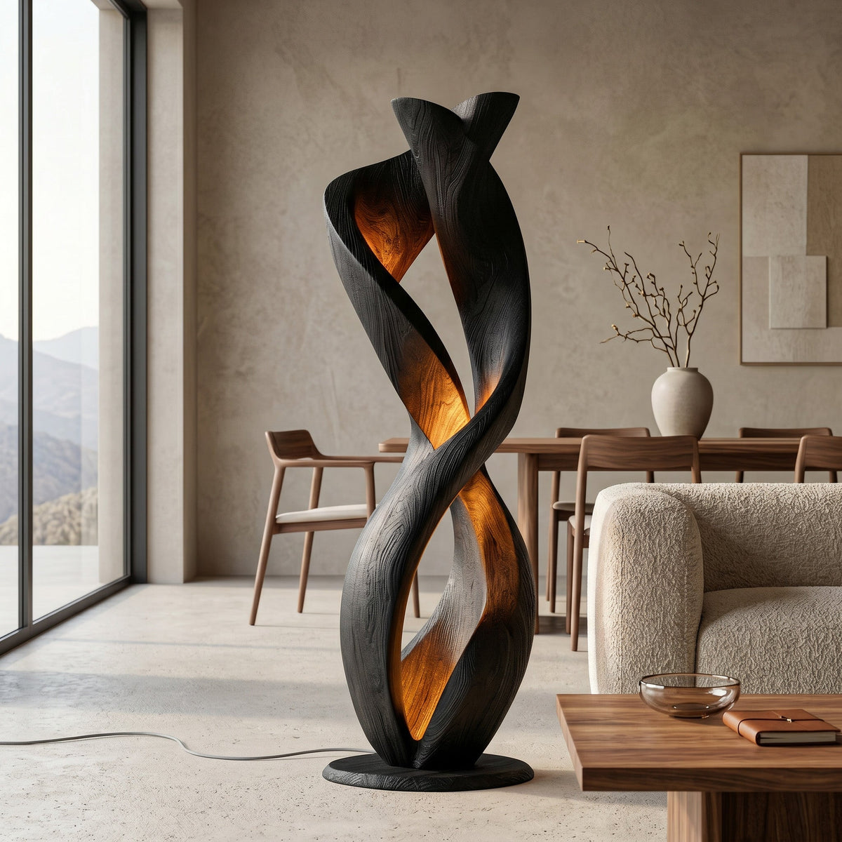 Luxury Twisted Floor Lamp With Sculptural Form For Living Room