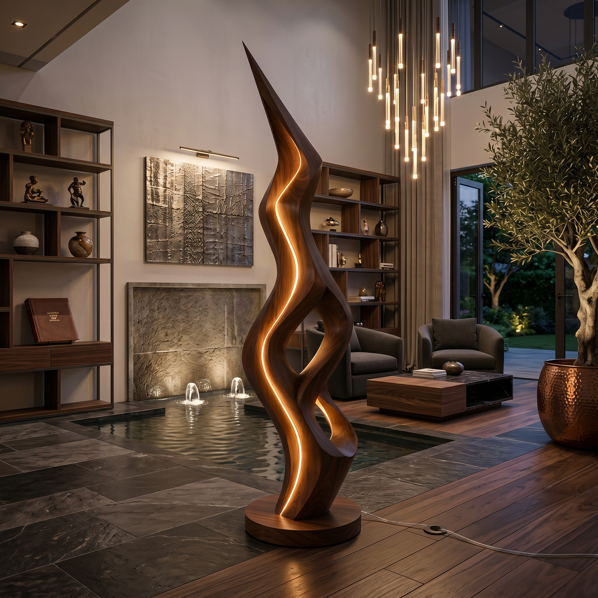 Organic Twin Ribbon Lamp For Living Room