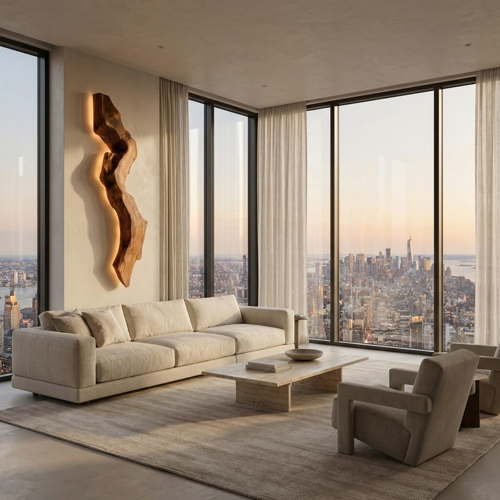 Abstract Live Edge Wall Lamp For Bedroom