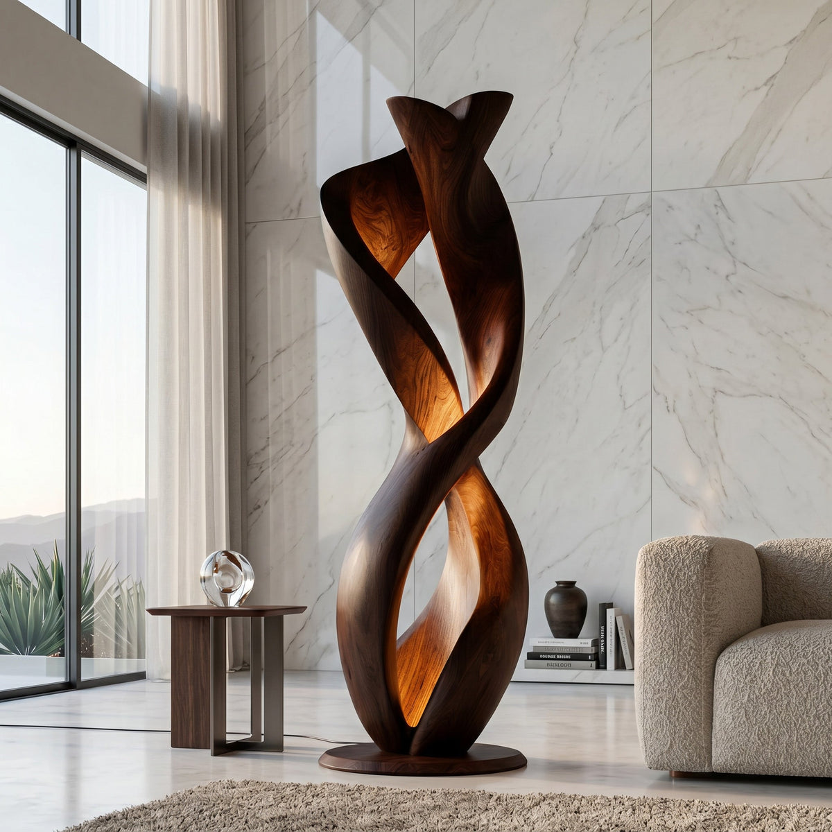 Luxury Twisted Floor Lamp With Sculptural Form For Living Room