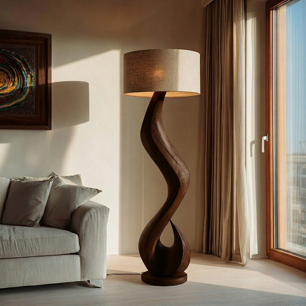Modern Floor Lamp With Flowing Form For Living Room Corner
