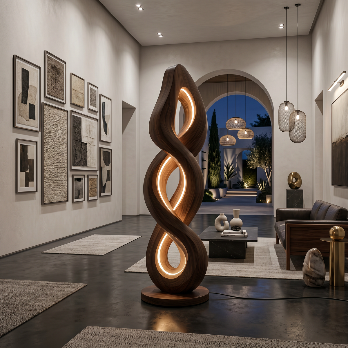 Organic Helix Lamp With Shelf For Interior